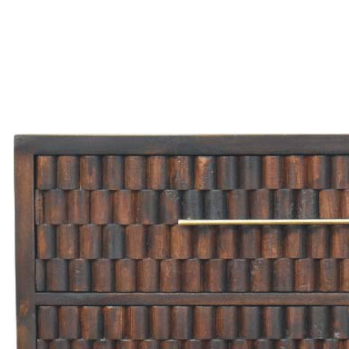 Cadiz Solid Mango Wood Chest – Velvet Mocha Finish, 3 Carved Drawers