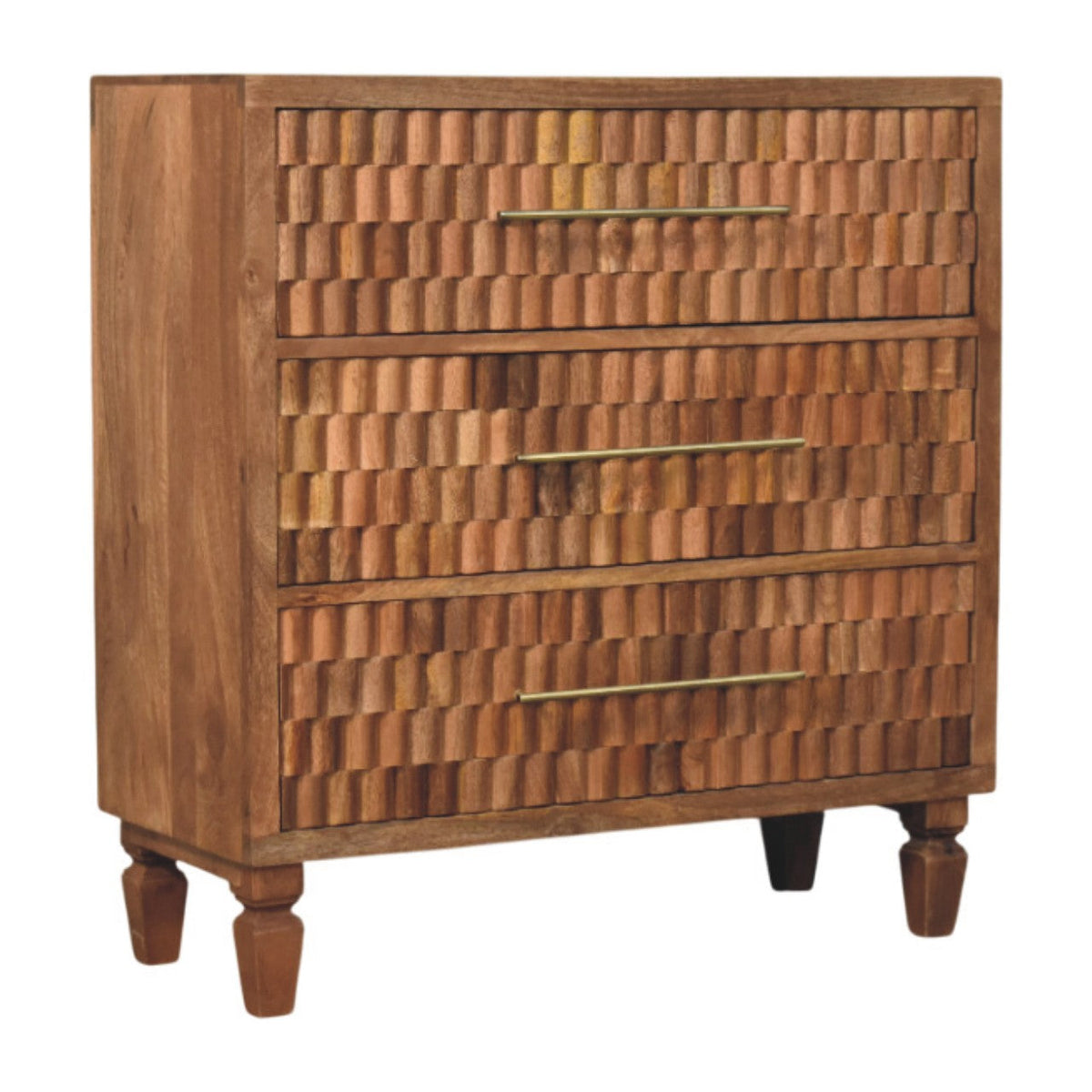 Cadiz Carved Solid Mango Wood Storage Chest – Golden Teak Finish