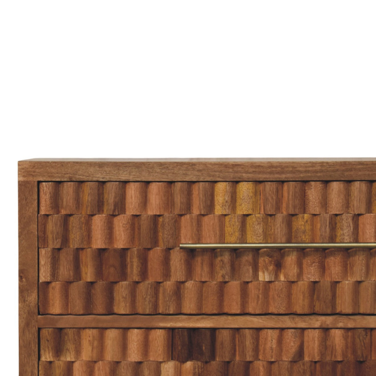 Cadiz Carved Solid Mango Wood Storage Chest – Golden Teak Finish
