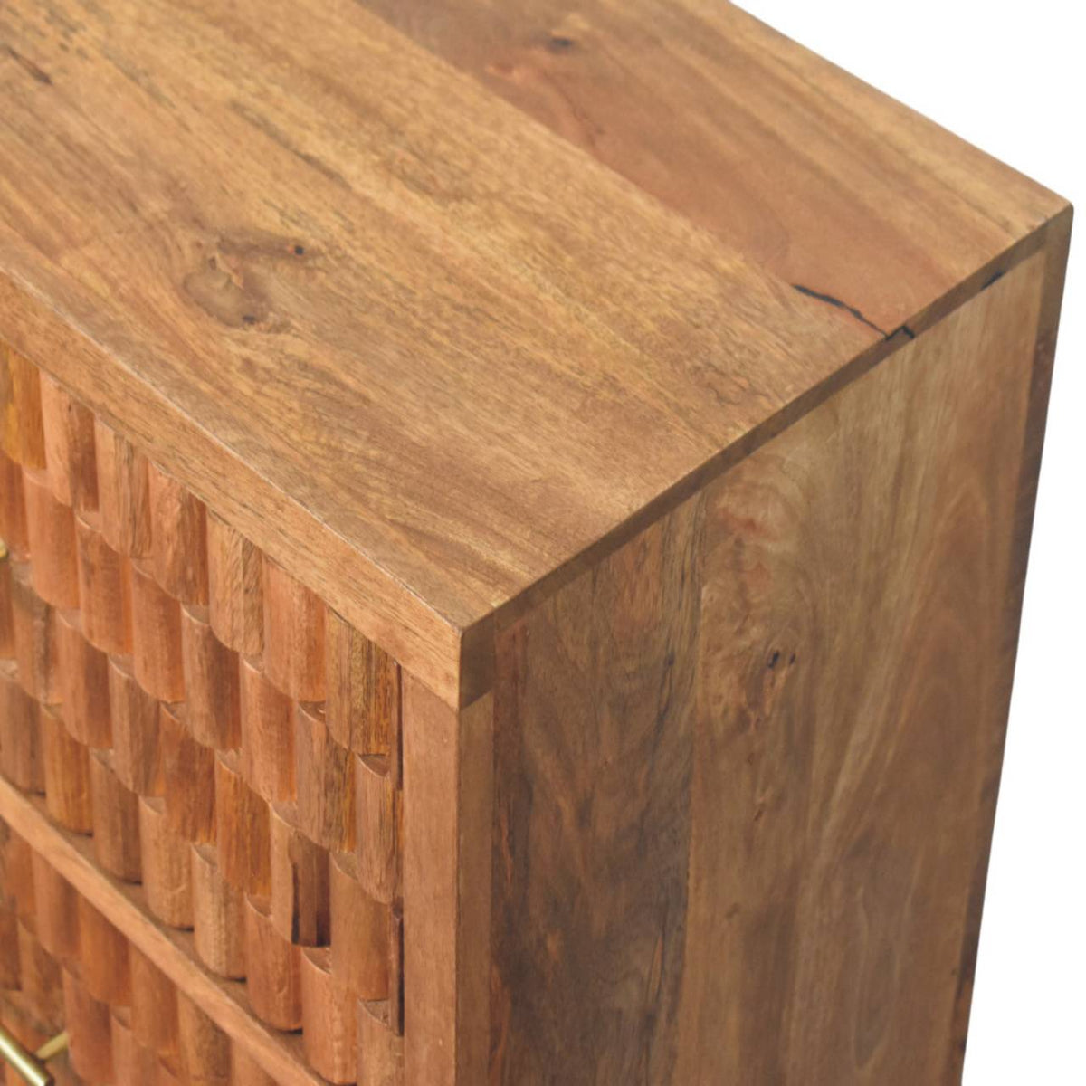 Cadiz Carved Solid Mango Wood Storage Chest – Golden Teak Finish