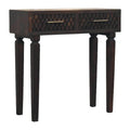Cadiz Carved Slim Solid Mango Wood Console – Velvet Mocha Finish