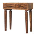 Cadiz Carved Twin-Drawer Solid Mango Wood Console – Golden Teak Finish
