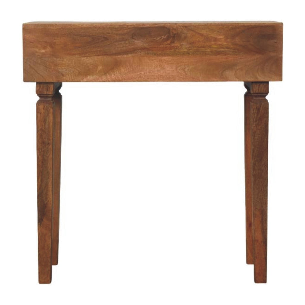 Cadiz Carved Twin-Drawer Solid Mango Wood Console – Golden Teak Finish