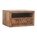 Cadiz Carved Slot-Drawer Solid Mango Wood Bedside Table – Golden Teak Finish
