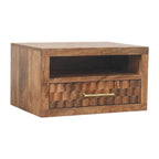 Cadiz Carved Slot-Drawer Solid Mango Wood Bedside Table – Golden Teak Finish
