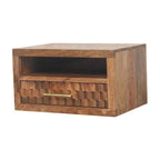 Cadiz Carved Slot-Drawer Solid Mango Wood Bedside Table – Golden Teak Finish