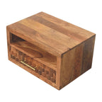 Cadiz Carved Slot-Drawer Solid Mango Wood Bedside Table – Golden Teak Finish