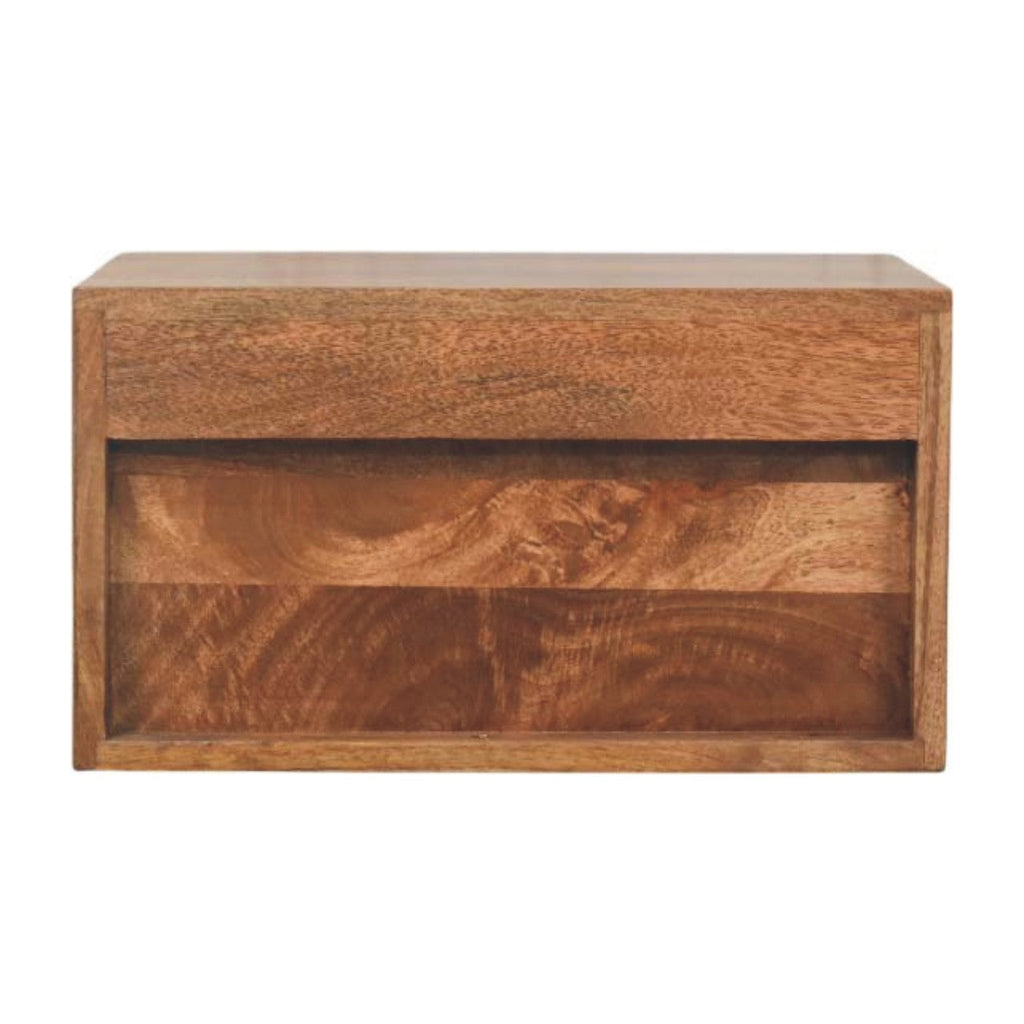 Cadiz Carved Slot-Drawer Solid Mango Wood Bedside Table – Golden Teak Finish
