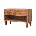 Cadiz Carved Entryway Solid Mango Wood Shoe Cabinet – Golden Teak Finish