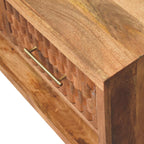 Cadiz Carved Entryway Solid Mango Wood Shoe Cabinet – Golden Teak Finish