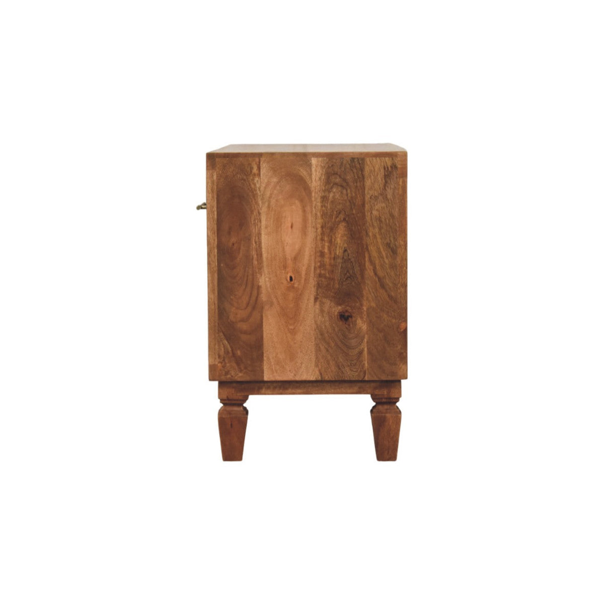 Cadiz Carved Entryway Solid Mango Wood Shoe Cabinet – Golden Teak Finish