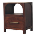 Arched Edge 1-Drawer Solid Mango Wood Bedside Table – Winewood Oak Finish