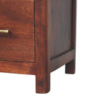 Arched Edge 1-Drawer Solid Mango Wood Bedside Table – Winewood Oak Finish
