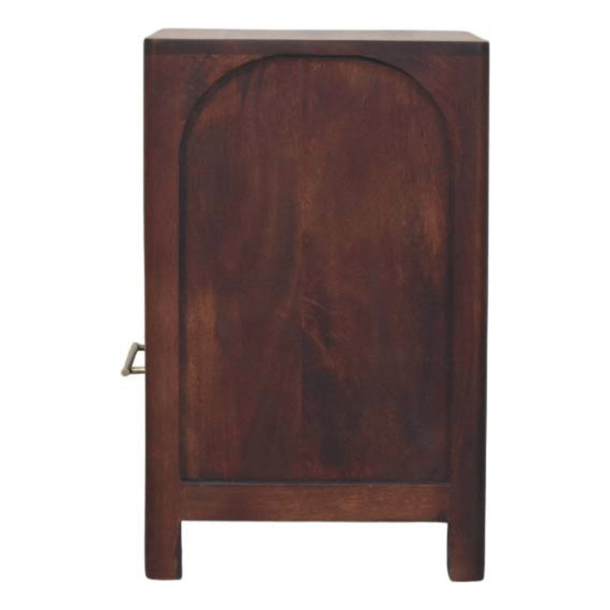 Arched Edge 1-Drawer Solid Mango Wood Bedside Table – Winewood Oak Finish