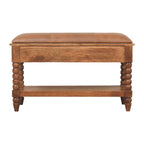 Spindle Leather Bench – Amber Oak Finish