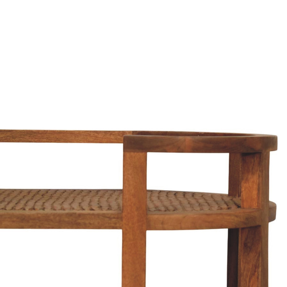 Saffron Rattan & Solid Mango Wood Butler Table – Golden Teak Finish