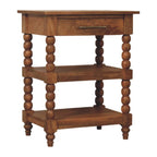 Spindle Solid Mango Wood Side Table – Golden Teak Finish