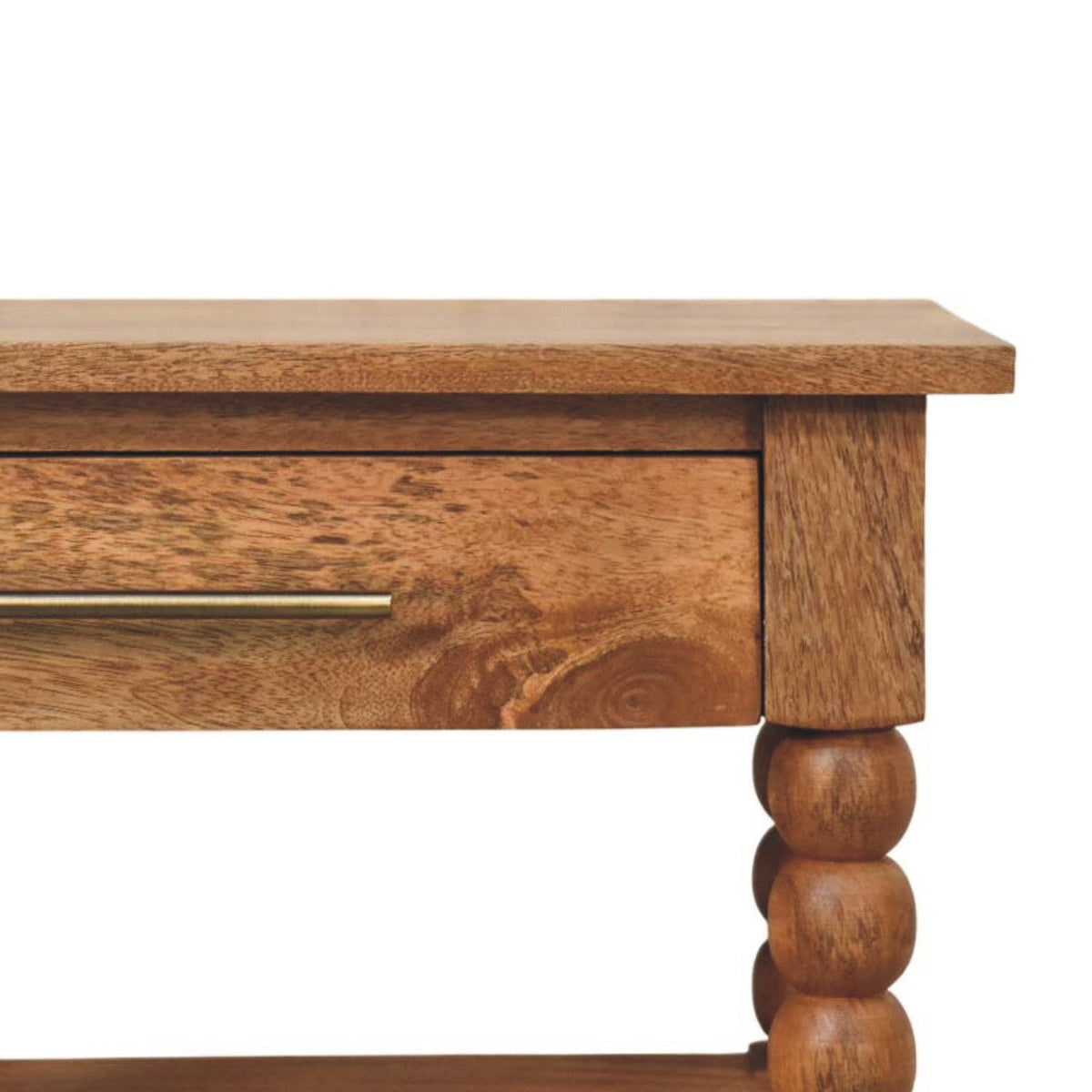 Spindle Solid Mango Wood Side Table – Golden Teak Finish