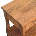 Spindle Solid Mango Wood Side Table – Golden Teak Finish