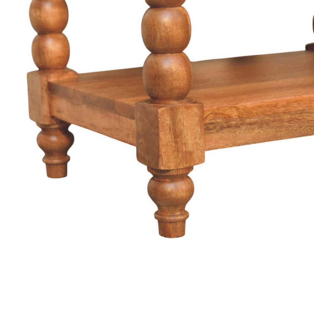 Spindle Solid Mango Wood Side Table – Golden Teak Finish