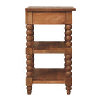 Spindle Solid Mango Wood Side Table – Golden Teak Finish
