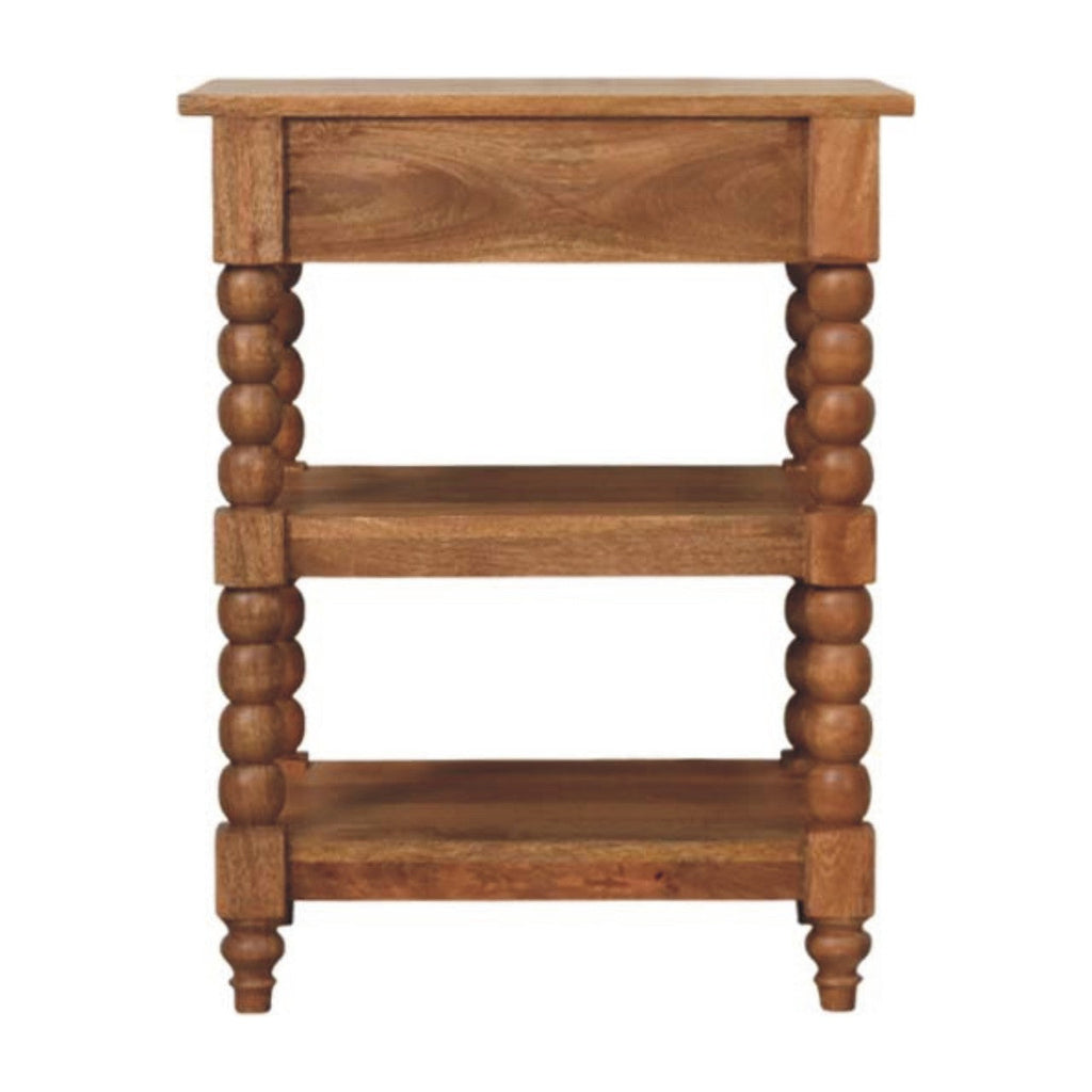 Spindle Solid Mango Wood Side Table – Golden Teak Finish