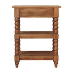 Spindle Solid Mango Wood Side Table – Golden Teak Finish