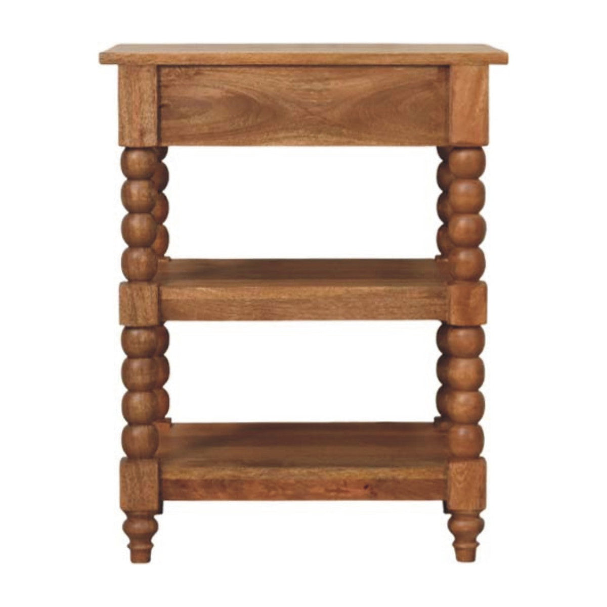 Spindle Solid Mango Wood Side Table – Golden Teak Finish