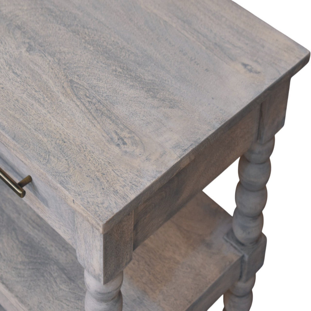 Spindle Solid Mango Wood Side Table – Acid Wash Finish