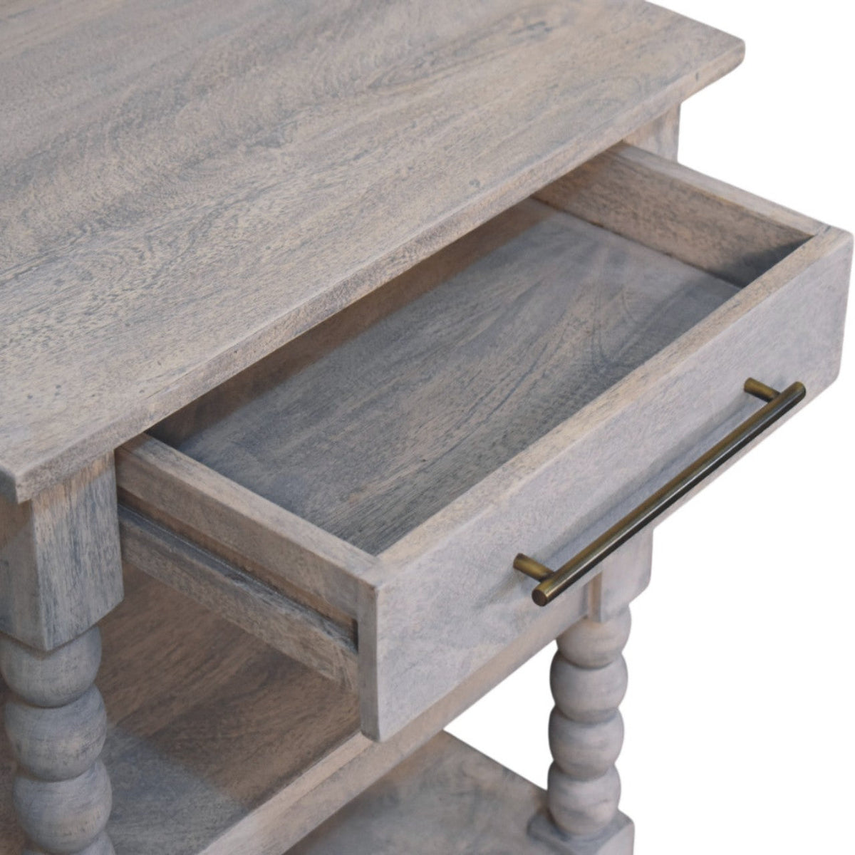Spindle Solid Mango Wood Side Table – Acid Wash Finish