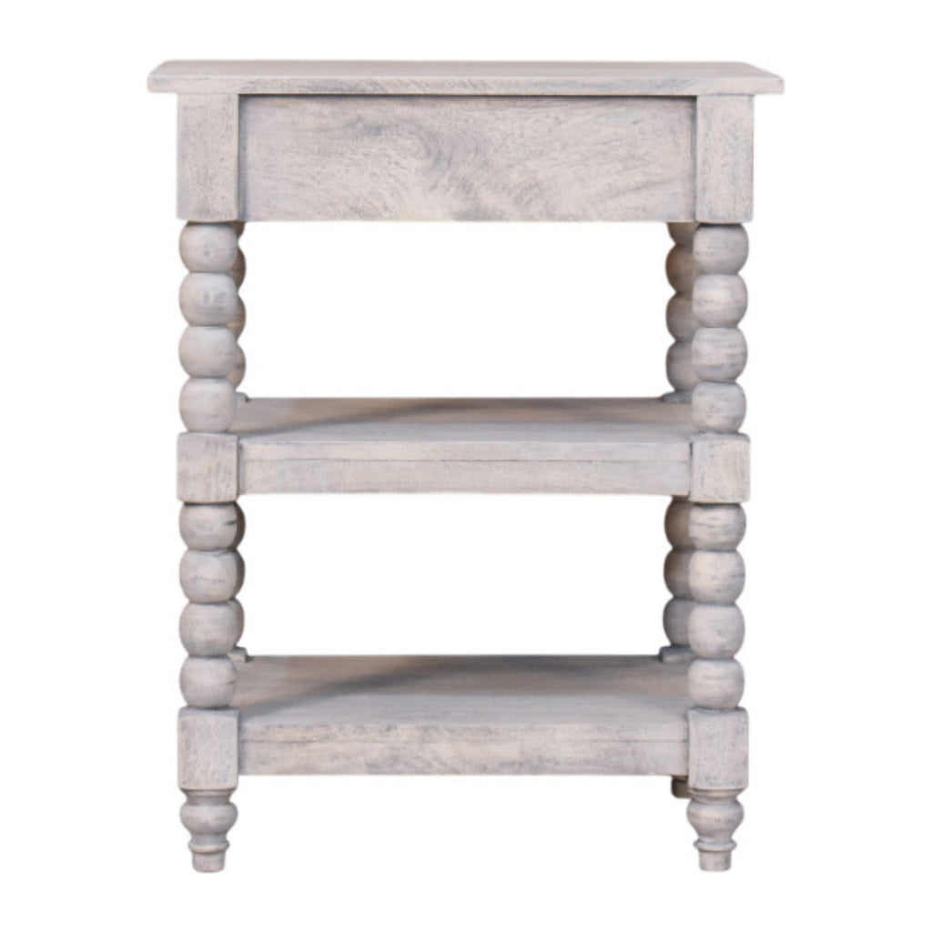Spindle Solid Mango Wood Side Table – Acid Wash Finish