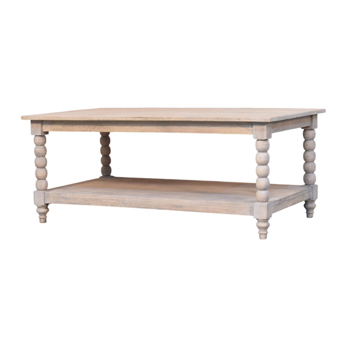 Spindle Washed Solid Mango Wood Coffee Table