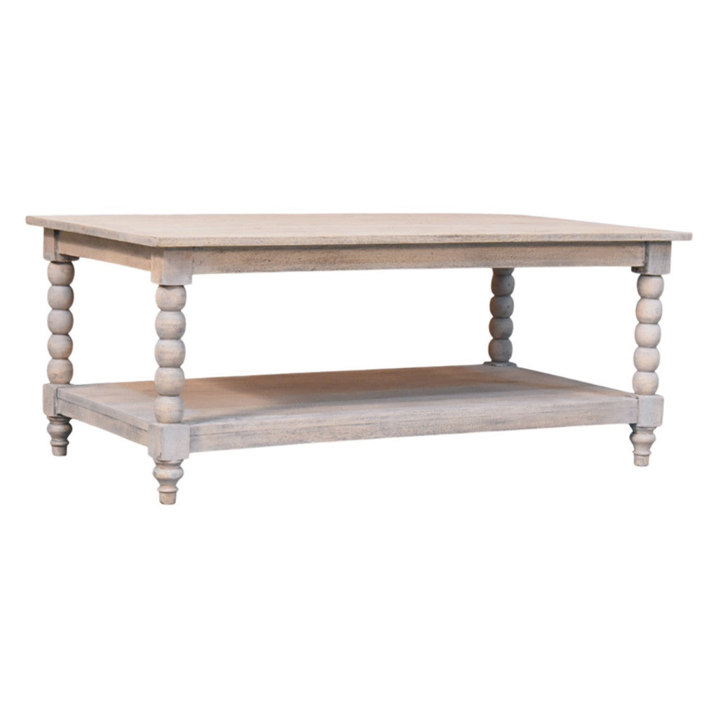 Spindle Washed Solid Mango Wood Coffee Table