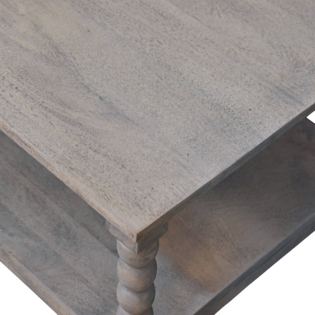 Spindle Washed Solid Mango Wood Coffee Table