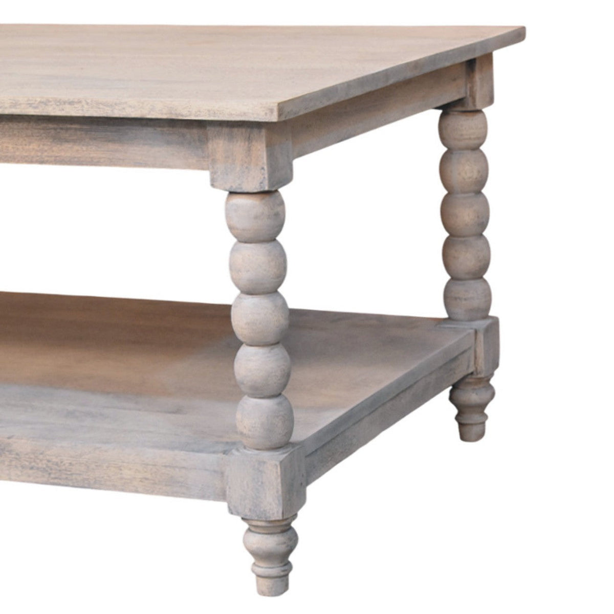 Spindle Washed Solid Mango Wood Coffee Table