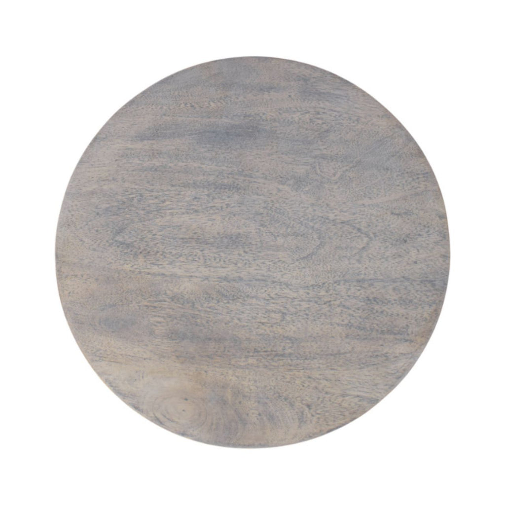 Spindle Round Solid Mango Wood Side Table – Washed Finish