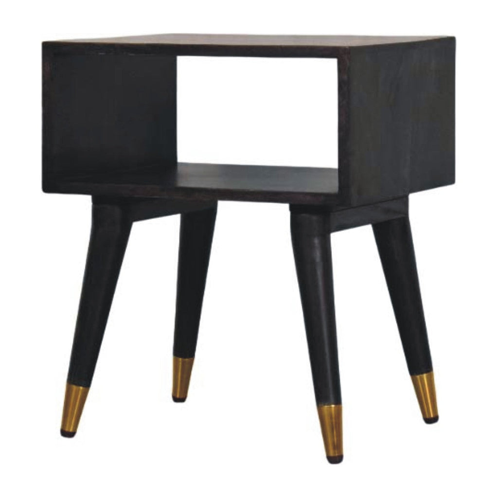 Valenza Frame Solid Mango Wood Bedside Table – Carbon Ash Finish