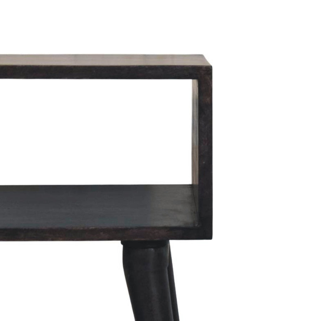 Valenza Frame Solid Mango Wood Bedside Table – Carbon Ash Finish