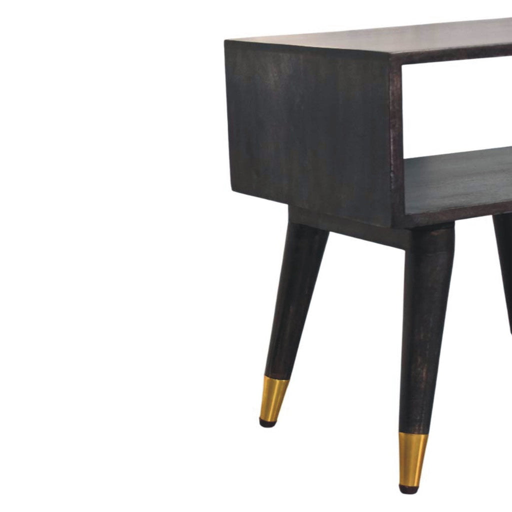 Valenza Frame Solid Mango Wood Bedside Table – Carbon Ash Finish