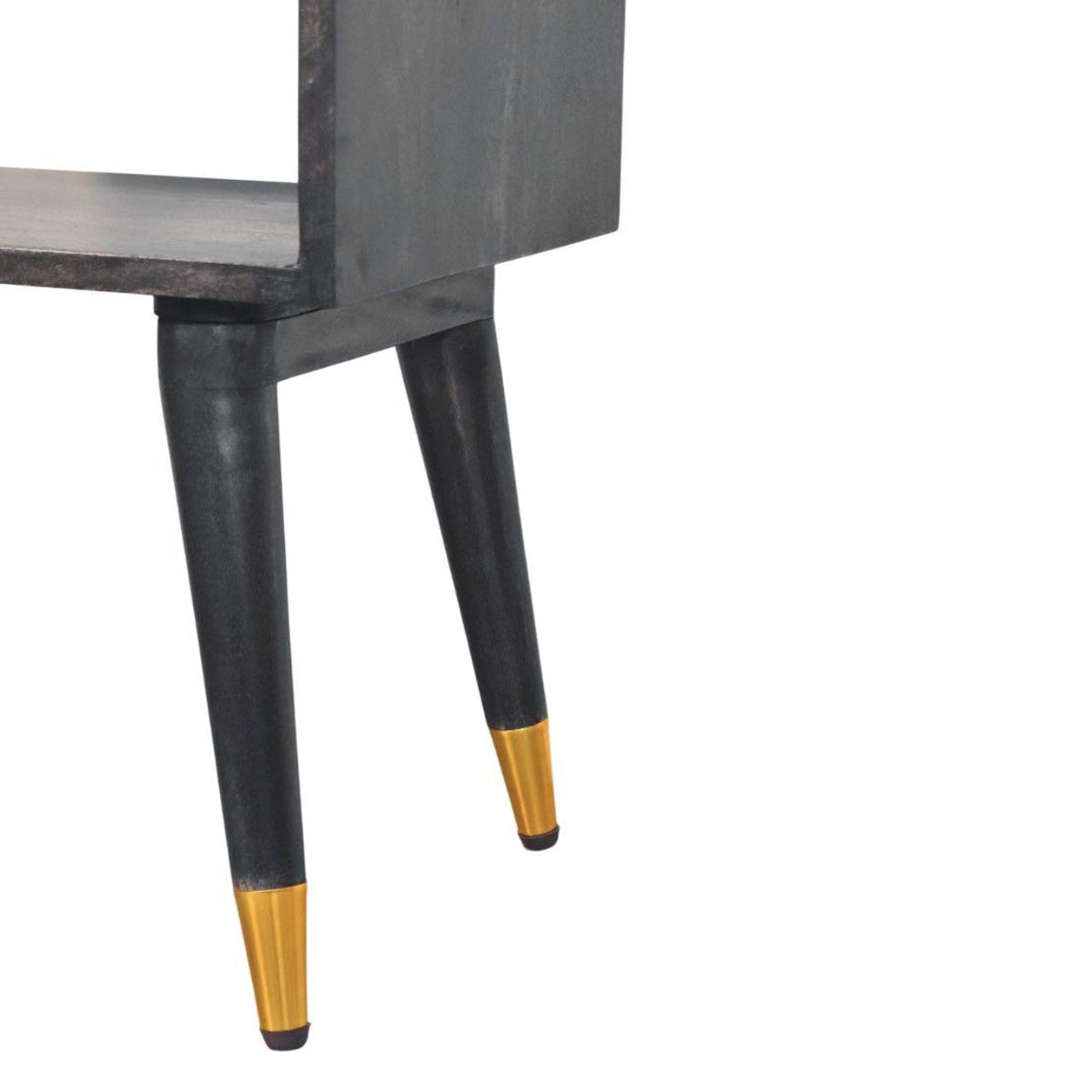 Valenza Frame Solid Mango Wood Bedside Table – Carbon Ash Finish