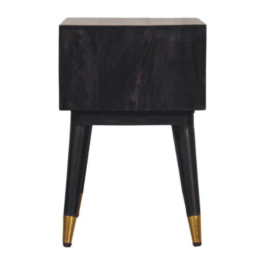 Valenza Frame Solid Mango Wood Bedside Table – Carbon Ash Finish