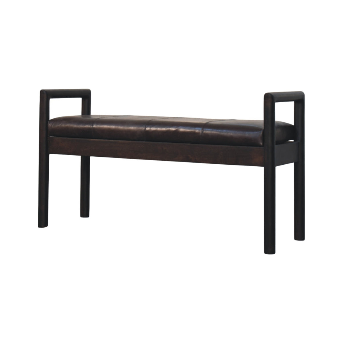 Gridline Leather Bench – Black Leather