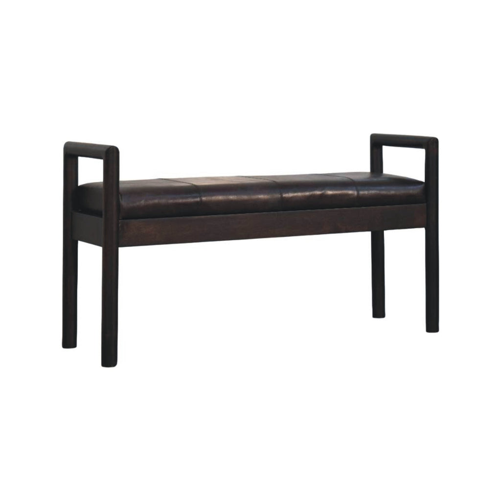 Gridline Leather Bench – Black Leather