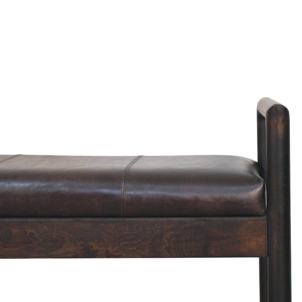 Gridline Leather Bench – Black Leather