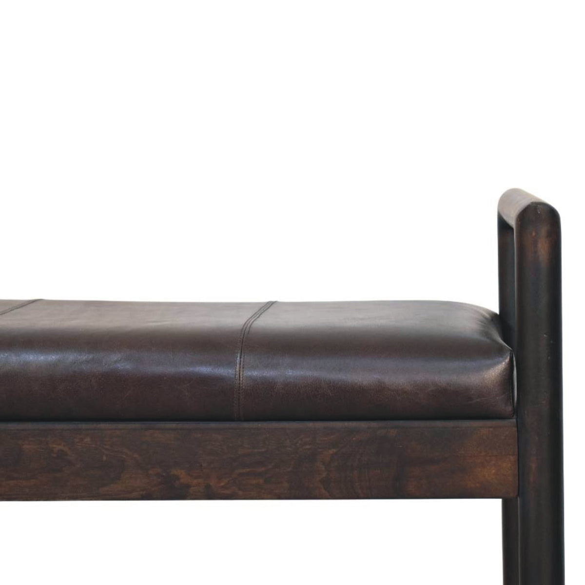 Gridline Leather Bench – Black Leather