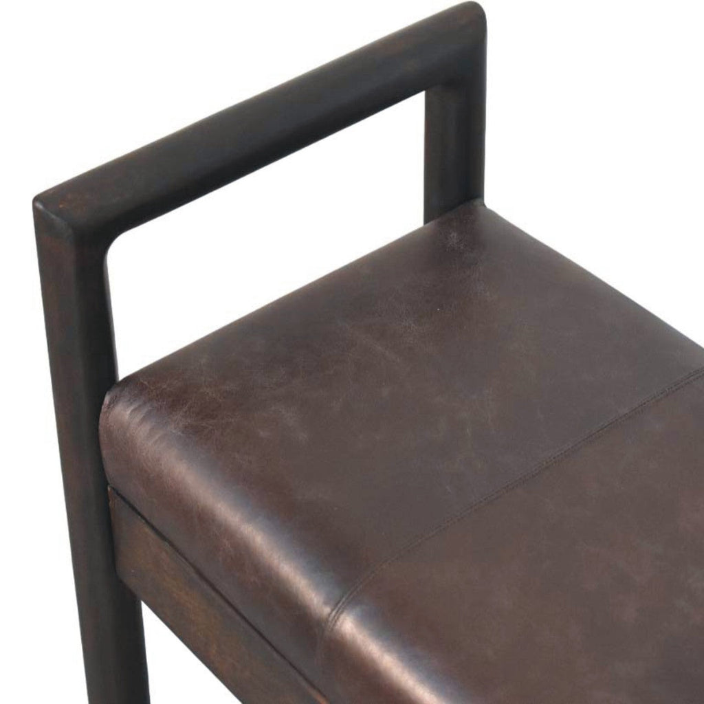Gridline Leather Bench – Black Leather