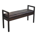 Gridline Leather Bench – Black Leather