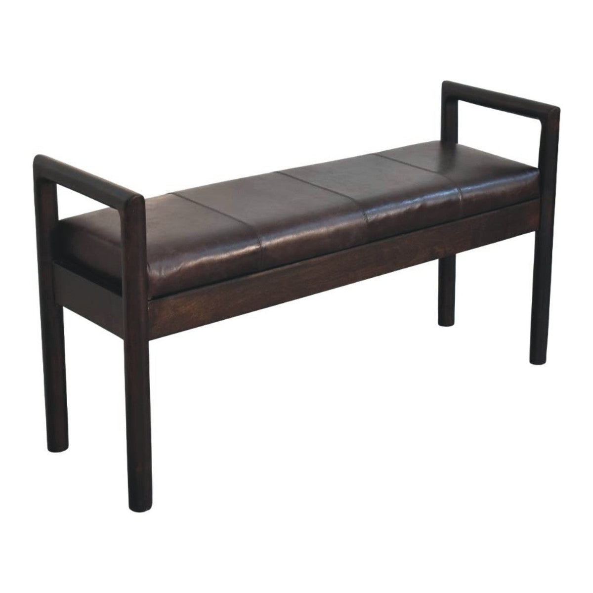 Gridline Leather Bench – Black Leather
