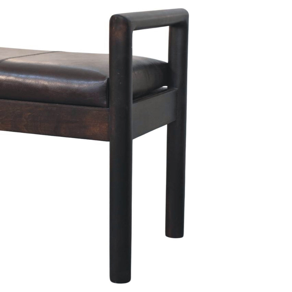 Gridline Leather Bench – Black Leather