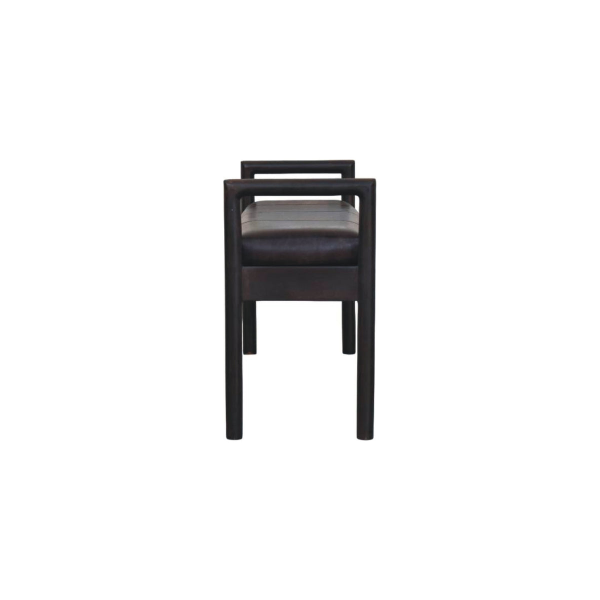 Gridline Leather Bench – Black Leather